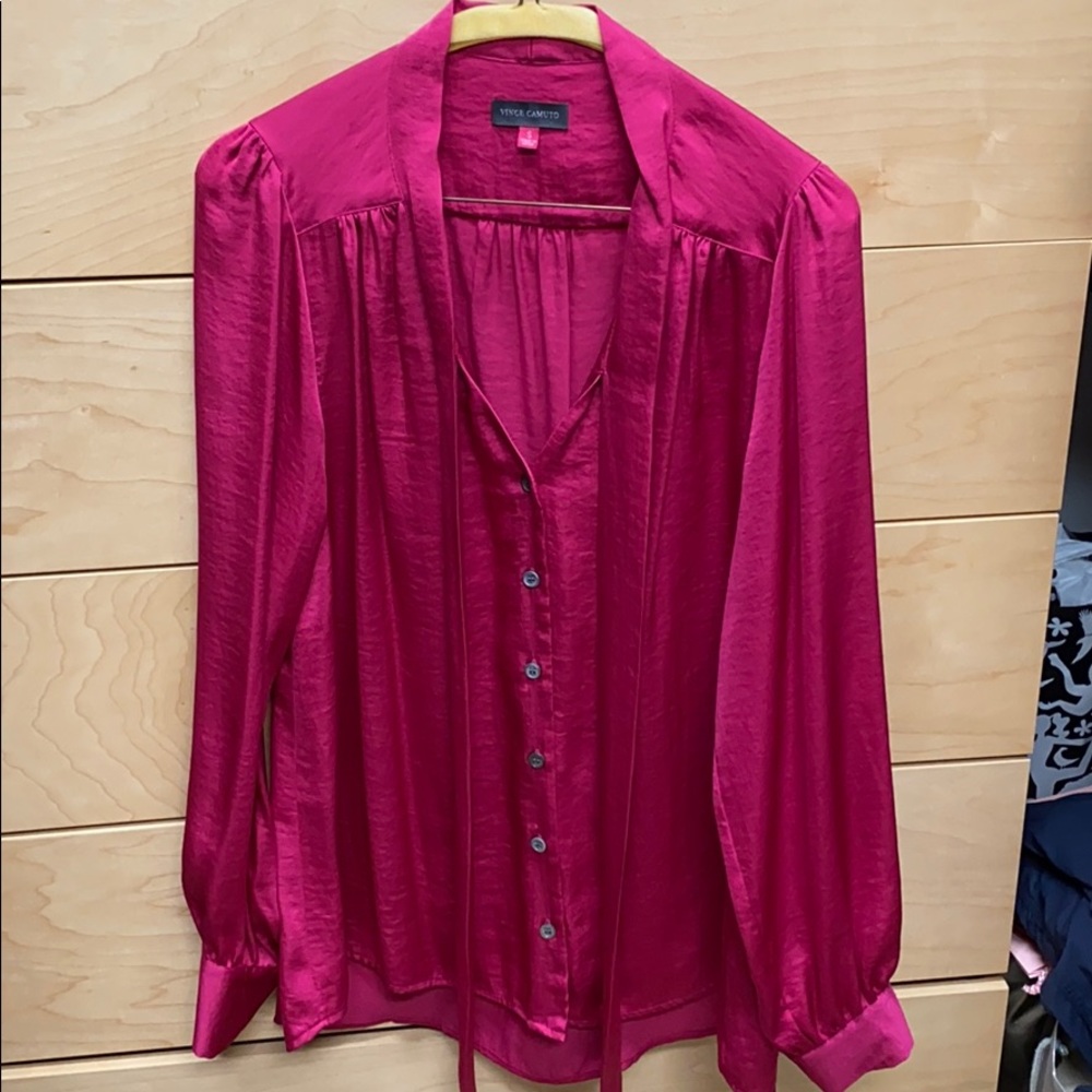 Hot pink front tie blouse